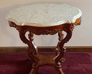 Vintage Marble Top Oak Table