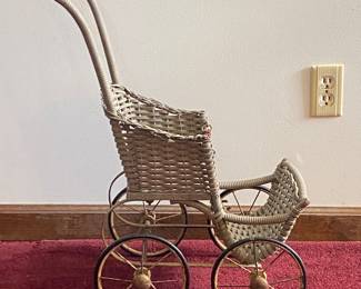 Vintage Doll Carriage w/Iron Wheels