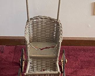 Vintage Doll Carriage w/Iron Wheels