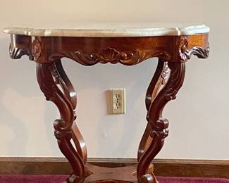 Vintage Marble Top Oak Table