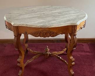 Vintage Marble Top Oak Table