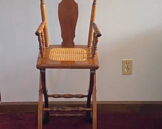 Vintage Wood Highchair w/Wheels