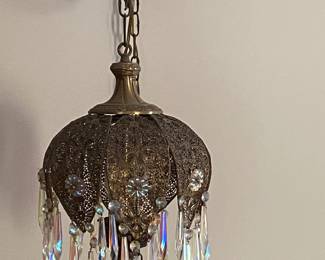 Iron and Crystal Swag Lamp