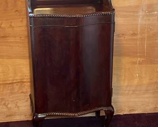 Vintage Mirror Back Bow Front Music Cabinet