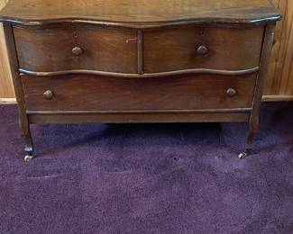 Vintage Waterfall Bureau w/Trifold Mirror