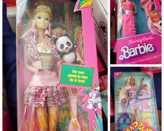 Panda Barbie; Twirly Curls Barbie 1982 Rare (D); Bead Blast Barbie 1997 (D)