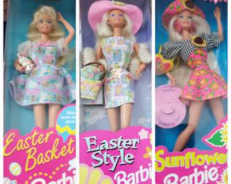 Easter Basket Barbie 1995 (D); Easter STyle Barbie 1997 (D); Sunflower Barbie 1994 (D)
