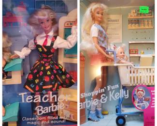 Teacher Barbie 1995 (U); Shoppin' Fun Barbie and Kelly 1995 (U)