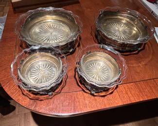 with blown glass liners, gilt interior