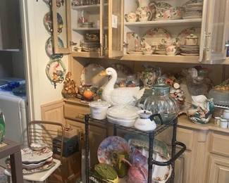 More Franciscan Desert Rose, Fitz and Floyd Ocenia, Cornflower Corning ware, Tiffin stemware