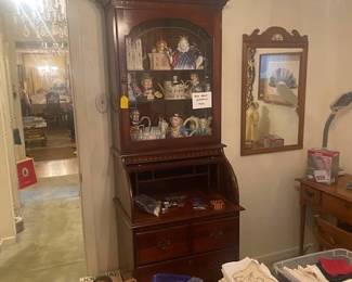 Fitz & Floyd historical tea pots.  Great barrel top desk/cabinet.