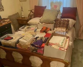 Maple bedroom suite, linens