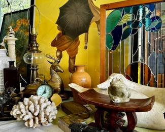 French Poster, Lionel Engine, Coral, & Stained Glass