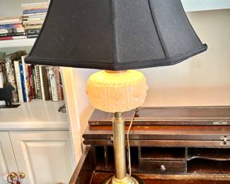 Vintage glass and brass lamp