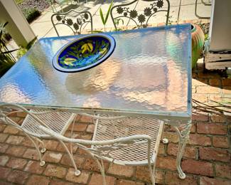 Vintage wrought iron table & 4 chairs