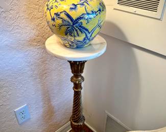 Vintage Chinese grandmillennial yellow/blue bowl