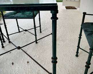 5-piece metal patio set with glass top