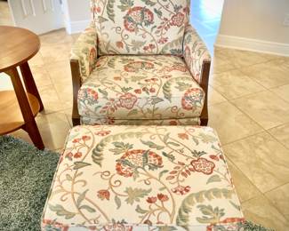 Ethan Allen armchair and ottoman - custom upholstery, like-new condition