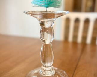 Restoration Hardware pedestal serving bowl and 2  candleholders