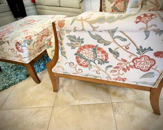 Ethan Allen armchair and ottoman - custom upholstery, like-new condition