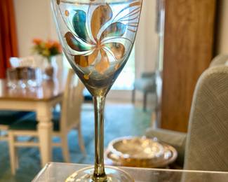 Vintage Bohemian decanter and 4 cordial glasses