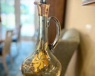 Vintage Bohemian decanter and 4 cordial glasses