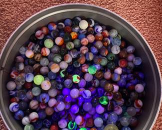 vintage marbles, some glow under UV