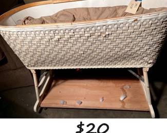 JPAS5038 Antique White Woven Bassinet Local Pickup