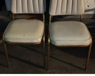 JPAS9062 VTG Shelby Williams White Stackable Banquet Chairs