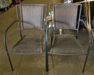 JPAS1024 PAIR OF METAL WOVEN OUTDOOR PATIO CHAIRS