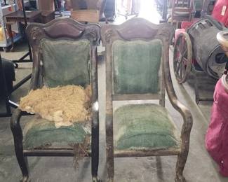 JPAS9096 New Orleans Furniture Mfg VTG Chair Qty2 early 1900s 42 H 18.5 D 19.5 W