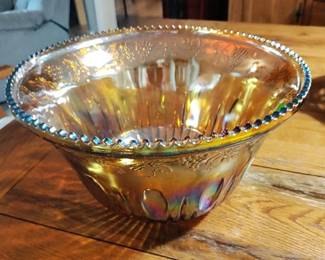 VINTAGE CARNIVAL GLASS LARGE BOWL 