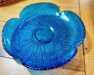 VINTAGE COBALT BLUE BLENCO FLOWER DISH