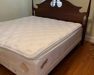 King size headboard with frame and mattress set up for presale $400