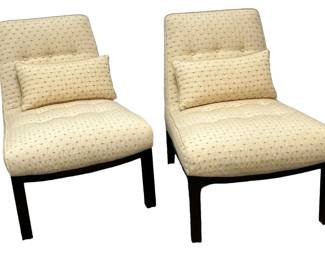 PAIR OF EDWARD WORMLEY MID CENTURY SLIPPER CHAIRS FROM THE HENRY FORD ESTATE, HAMPTONS, NY
