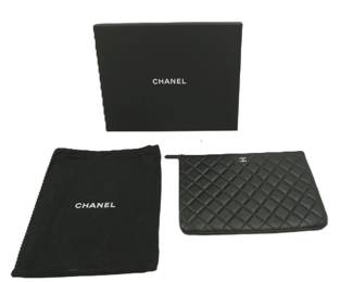 CHANEL QUILTED IPAD CASE IN BOX WITH DUST COVER
