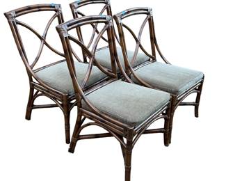 SET OF 4 MID CENTURY RATTAN CHAIRS