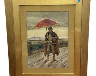 LARGE EDOARDO NAVONE (1844-1912) WATERCOLOR