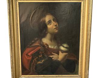 19TH C CARLO DOLCI ITALIAN OIL PAINTING MADONNA COPY