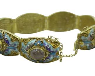 VINTAGE 1930S CHINESE GILT SILVER ENAMELED BRACELET