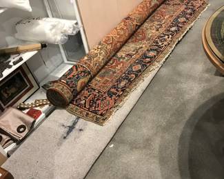 vintage hand knotted Heriz rug price negotiable but not included in discount days, gray area rug