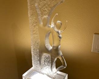 LARGE LUCITE SCULPTURE OF A DANCING COUPLE, SIGNED BRONHEIM, APPROX 28" HIGH