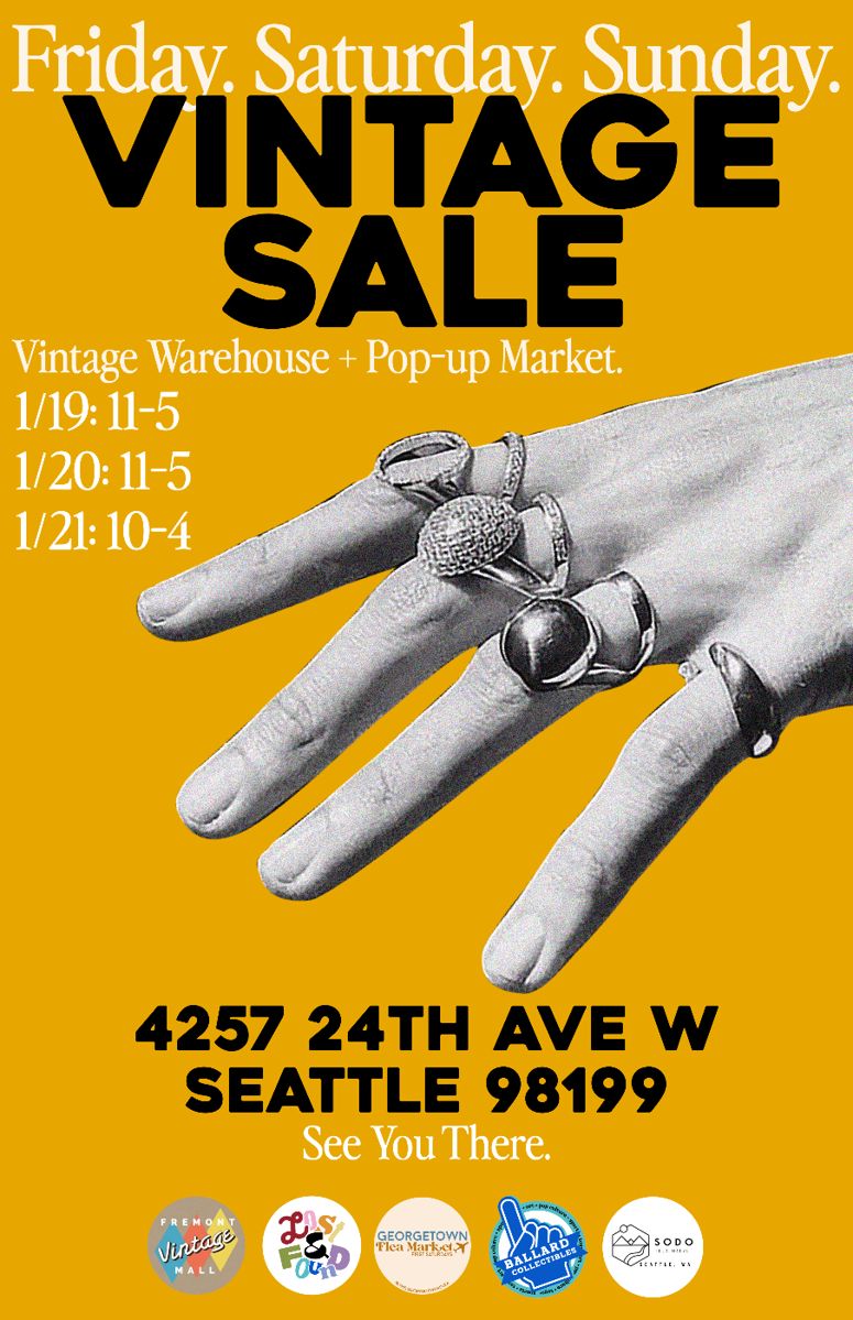 Vintage Warehouse Sale in Seattle, WA starts on 1/19/2024