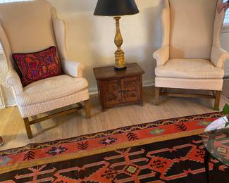 Pair Of High Back Wing Arm Chairs . Clean As A Whistle. Rug N. F. S.