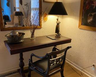 Trestle table & large beveled mirror. Mirror Sold .Family