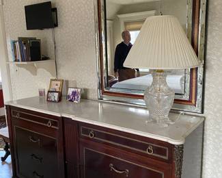 Outstanding Mahogany Marble Top Dresser In Mint Condition