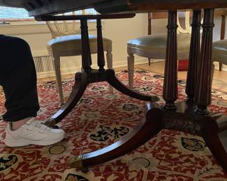 Trestle feet on dining table.