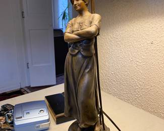 Bronze lamp Artist & Foundry Signed A.J. Scotto & Dated 1906