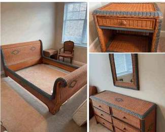 Rustic Wicker Bedroom Set