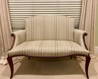 Vintage Upholstered Loveseat with Nailhead Trim